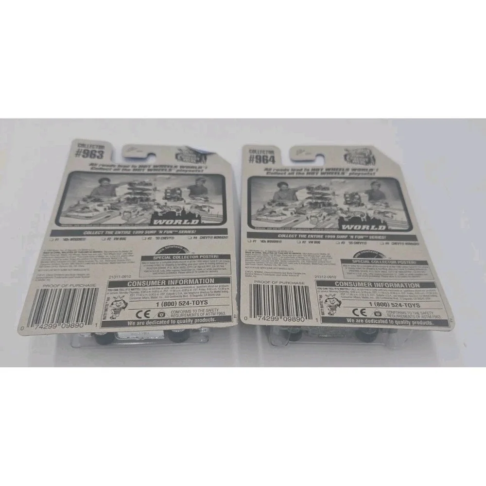 1998 Hot Wheels Surf 'N Fun Series Lot of 2 '55 Chevy & Chevy Nomad Blue Card